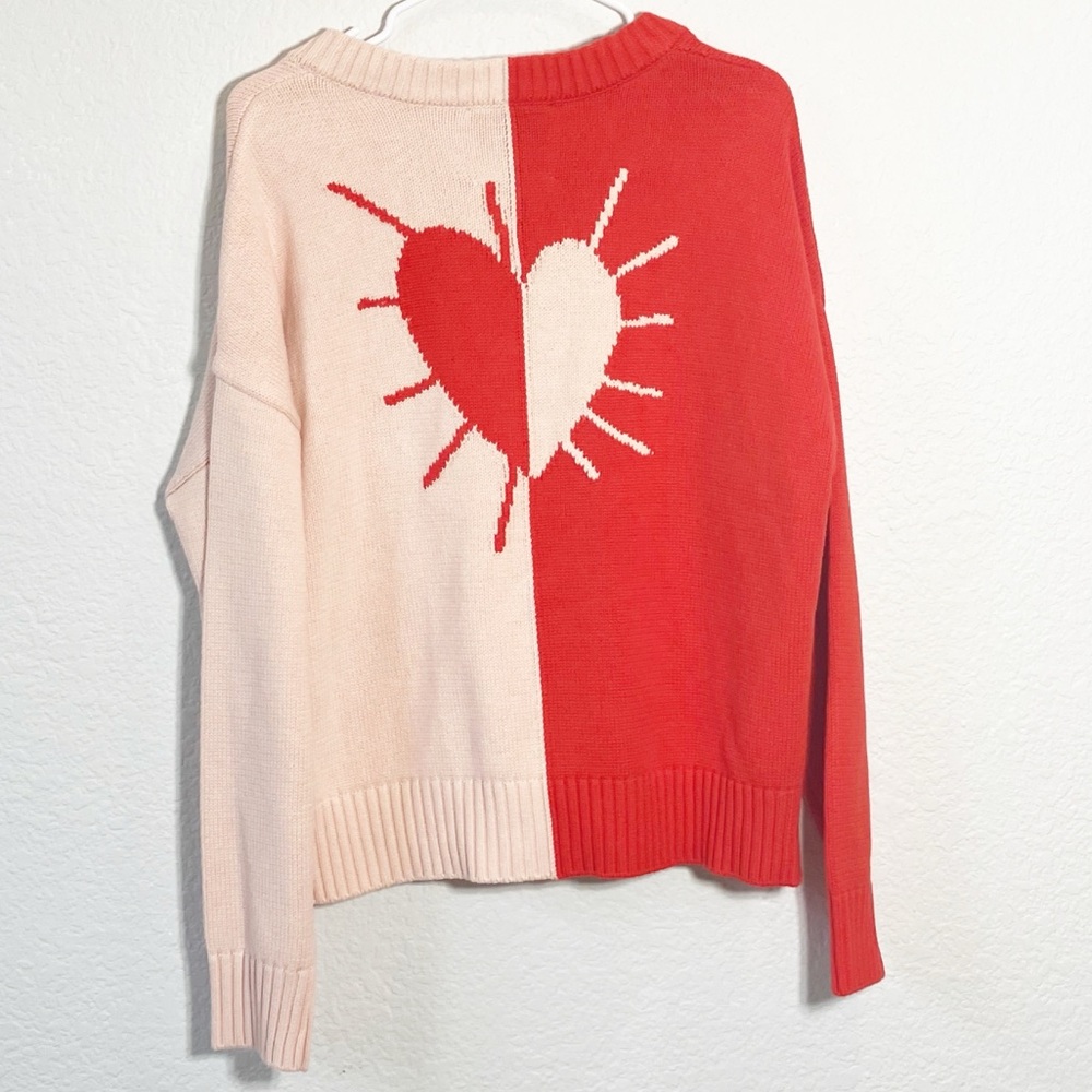 🔥Kerri Rosenthal colorblock pink and red heart sweater. New